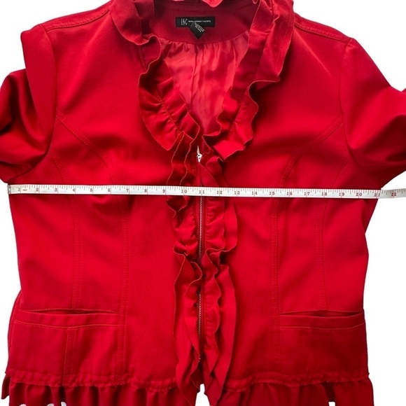 INC International Concepts Women's Red Ruffle Zip Up Jacket Size XL - Picture 7 of 10